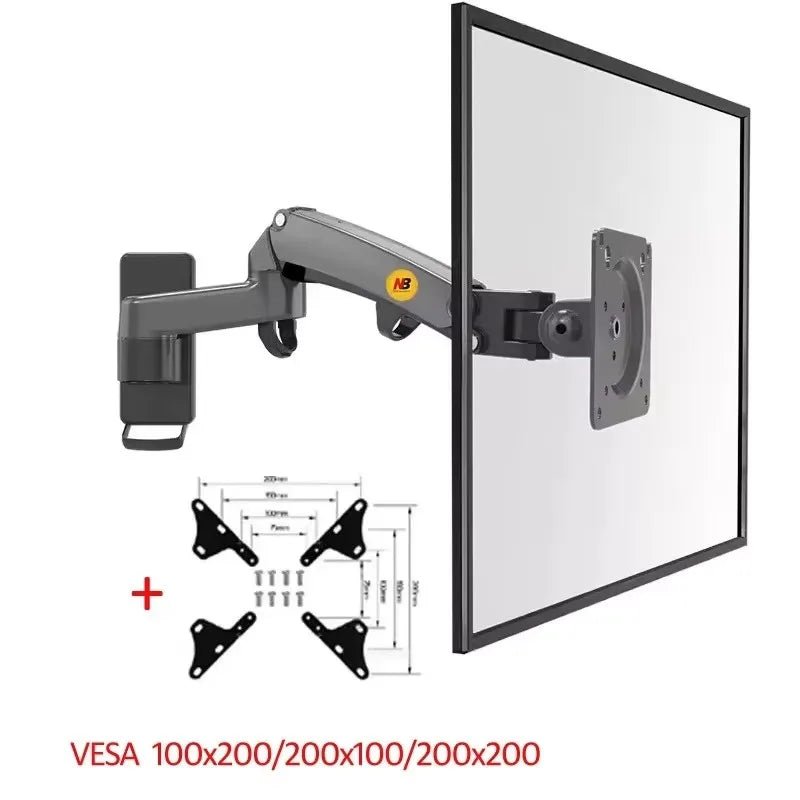 NB F150 Aluminum Gas Spring 3-12kg 100x100 75x75 17'-35' TV Monitor Wall Mount Screen Air Press Wall Bracket Holder Tilt Swivel - bys-store-2808647-281648