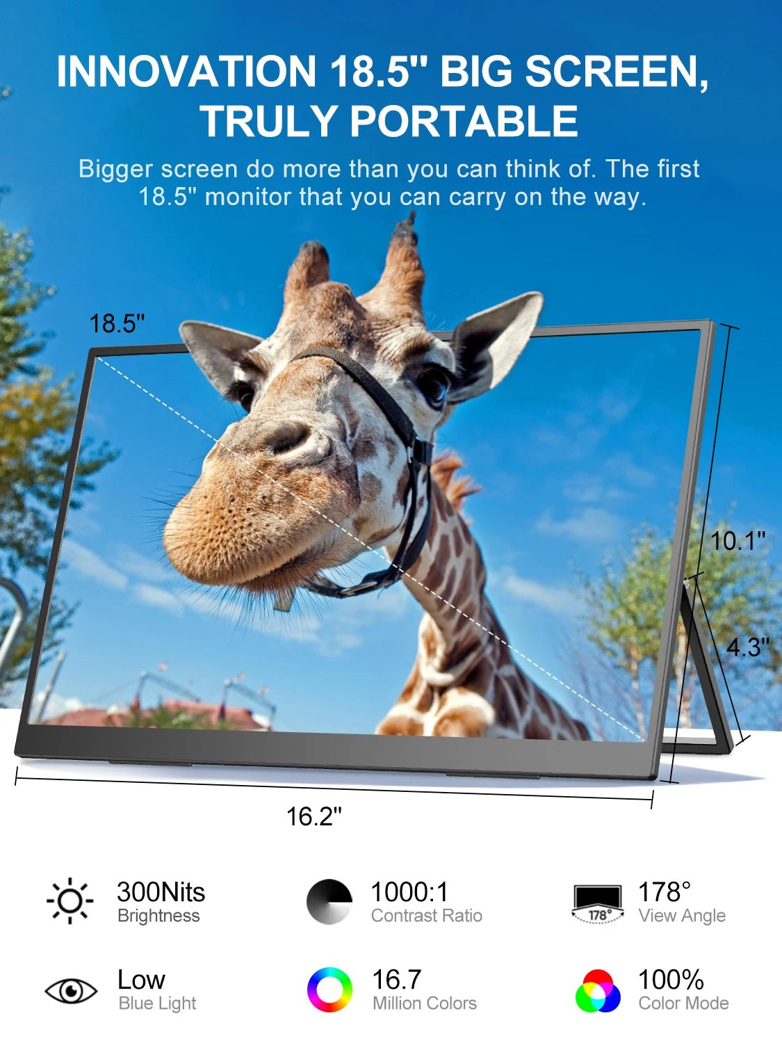 UPERFECT 18 UMax 18.5" Computer Monitor Portable 120hz Display FHD With Type C Mini HDMI VESA Swivel Lift Bracket For Laptop PC - bys-store-2808647-281648