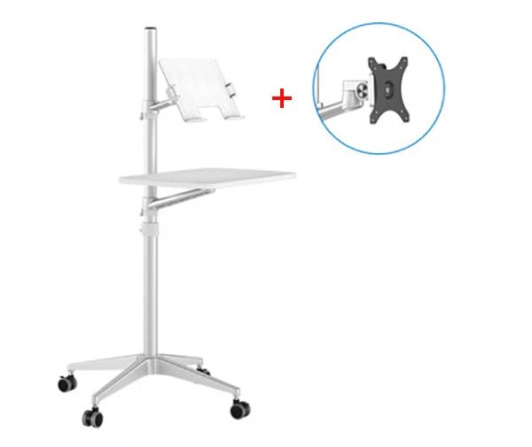 UT-2 Ergonomic Full Motion 2in1 Laptop Floor Stand Monitor Keyboard Support Height Adjust Moving Notebook Desk Home Office - bys-store-2808647-281648
