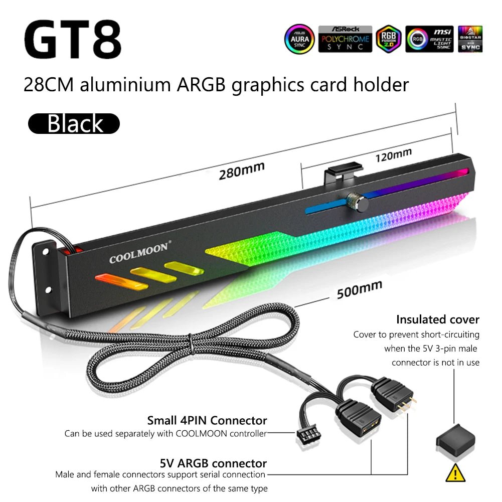 COOLMOON Customized Video Card Stand PC Accessory Kit with ARGB Horizontal GPU Holder Desktop PC Case Cooling DIY Accessories - bys-store-2808647-281648