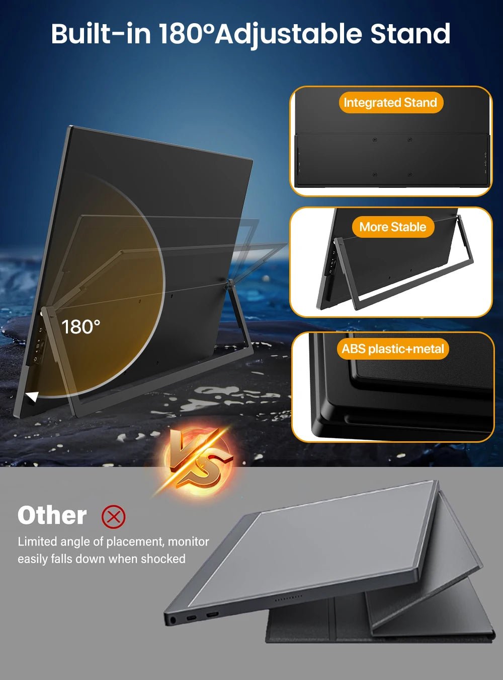 UPERFECT 18.5" Touchscreen Smart Portable Monitor with Metal Frame FreeSync 100%sRGB HDR 120Hz Gaming Screen Extender for Laptop - bys-store-2808647-281648