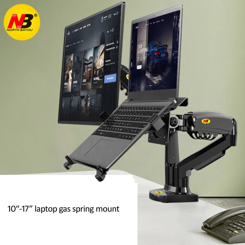 Desktop NB F160 + FP-2 Gas Spring Dual Arm for 17"-27" Monitor Holder + 10"-17" Laptop Support Air Press Mount Stand Load 2-9kg - bys-store-2808647-281648