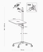 UT-2 Ergonomic Full Motion 2in1 Laptop Floor Stand Monitor Keyboard Support Height Adjust Moving Notebook Desk Home Office - bys-store-2808647-281648