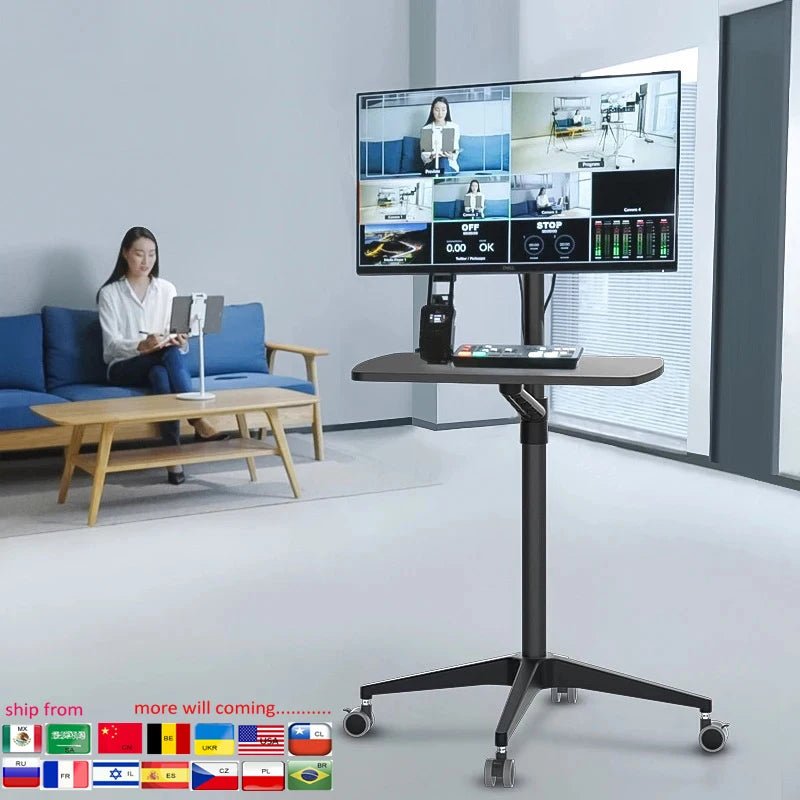UT-2 Ergonomic Full Motion 2in1 Laptop Floor Stand Monitor Keyboard Support Height Adjust Moving Notebook Desk Home Office - bys-store-2808647-281648