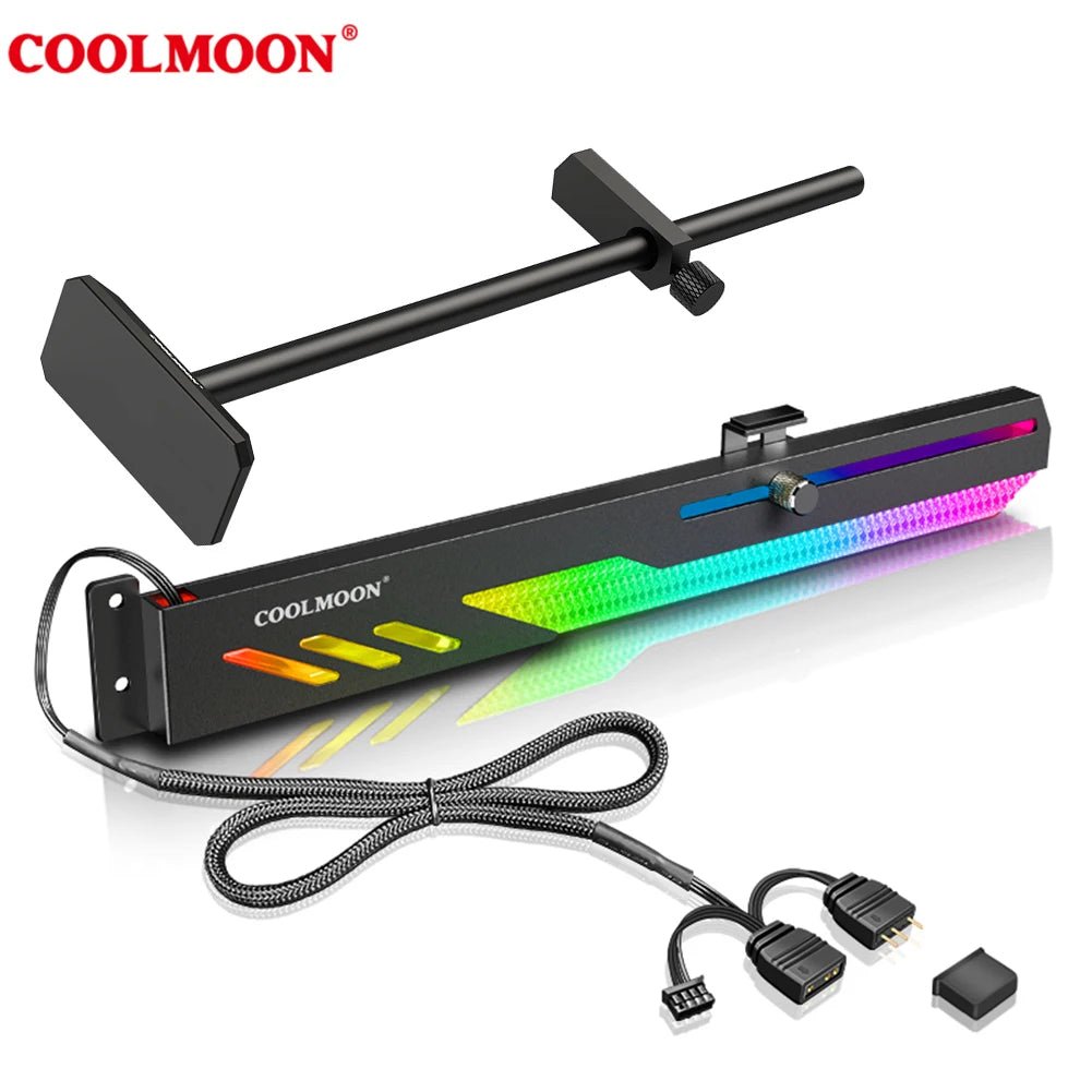 COOLMOON Customized Video Card Stand PC Accessory Kit with ARGB Horizontal GPU Holder Desktop PC Case Cooling DIY Accessories - bys-store-2808647-281648
