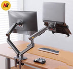Desktop NB F160 + FP-2 Gas Spring Dual Arm for 17"-27" Monitor Holder + 10"-17" Laptop Support Air Press Mount Stand Load 2-9kg - bys-store-2808647-281648