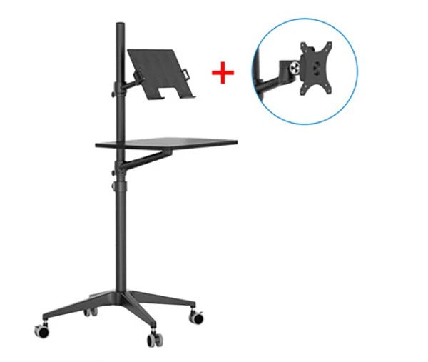 UT-2 Ergonomic Full Motion 2in1 Laptop Floor Stand Monitor Keyboard Support Height Adjust Moving Notebook Desk Home Office - bys-store-2808647-281648