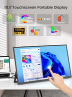 UPERFECT 18.5" Touchscreen Smart Portable Monitor with Metal Frame FreeSync 100%sRGB HDR 120Hz Gaming Screen Extender for Laptop - bys-store-2808647-281648