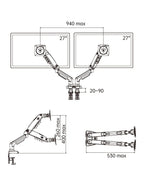 Desktop NB F160 + FP-2 Gas Spring Dual Arm for 17"-27" Monitor Holder + 10"-17" Laptop Support Air Press Mount Stand Load 2-9kg - bys-store-2808647-281648
